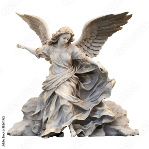 A marble angel isolated on transparent background