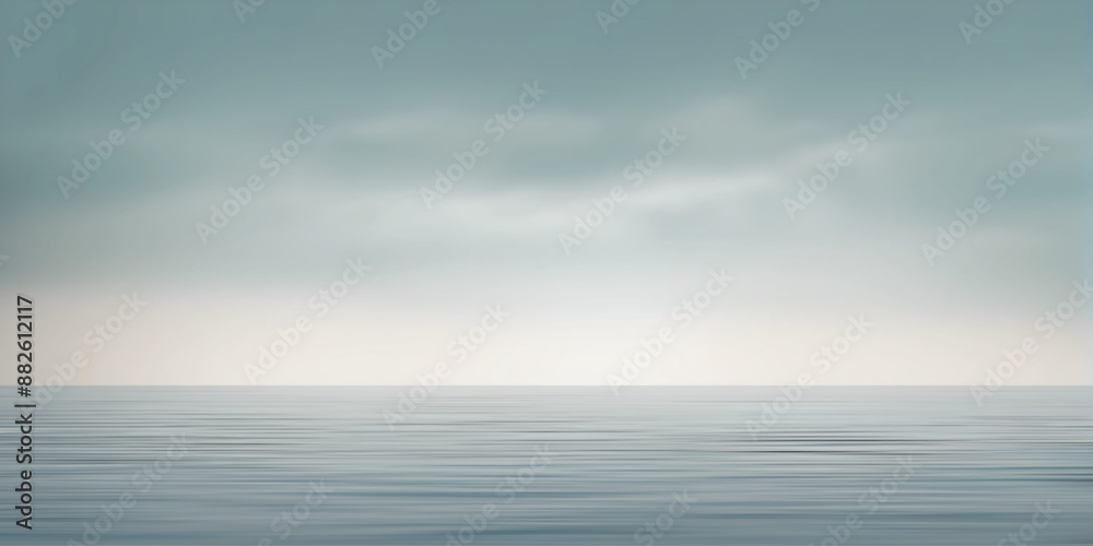 Obraz premium Minimalistic seascape, gloomy sky, vector illustration, natural background