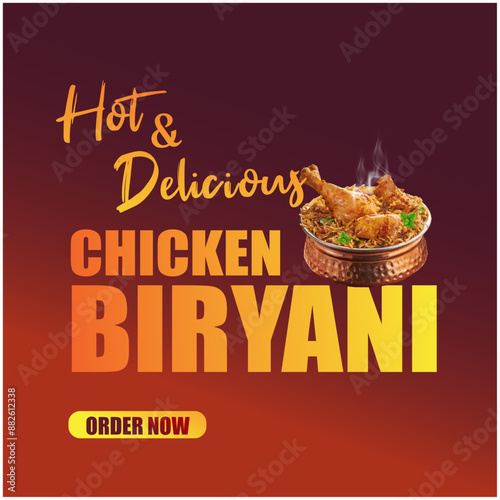 Chicken Dum Biryani Social Media Posts, Promotional Advertising Templates Vector illustration
