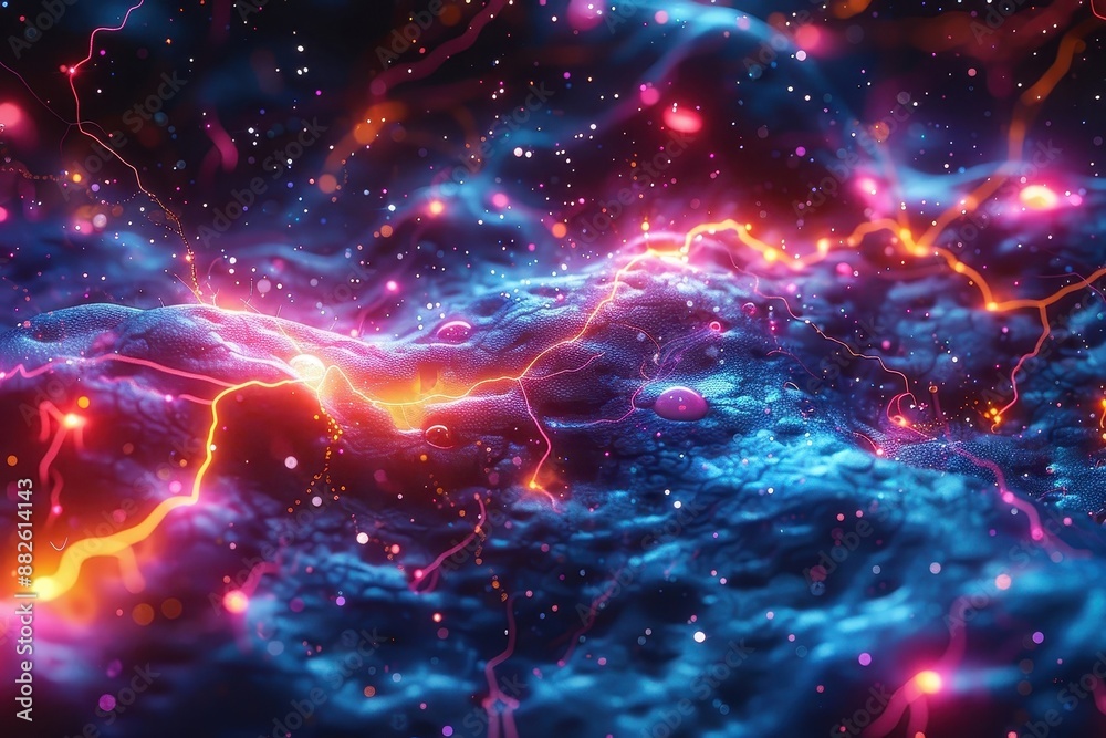 Fototapeta premium A digital artwork that visualizes the complex workings of the brain through vibrant colors and patterns.