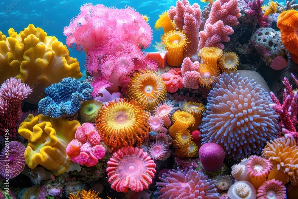 Obraz premium A colorful and diverse underwater world teeming with life.