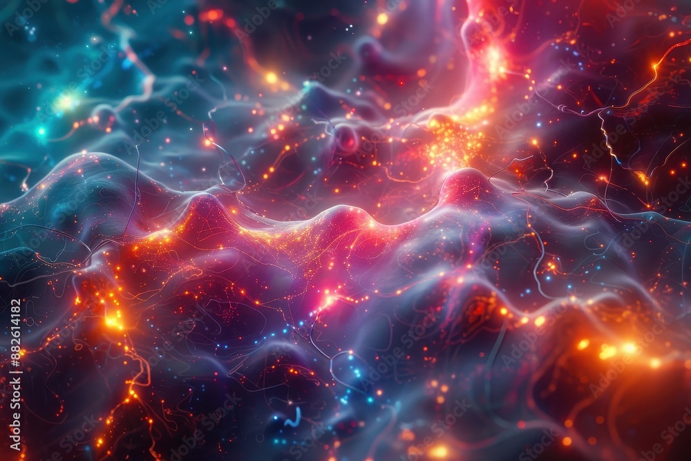 A digital artwork that visualizes the complex workings of the brain through vibrant colors and patterns. A digital artwork that visualizes the complex workings of the brain through vibrant colors and patterns.
