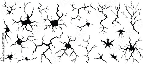 Broken texture vector crack illustration 