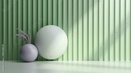 Modern Living Room Design with Luxury Sofa and Elegant Furniture with line background and green color background