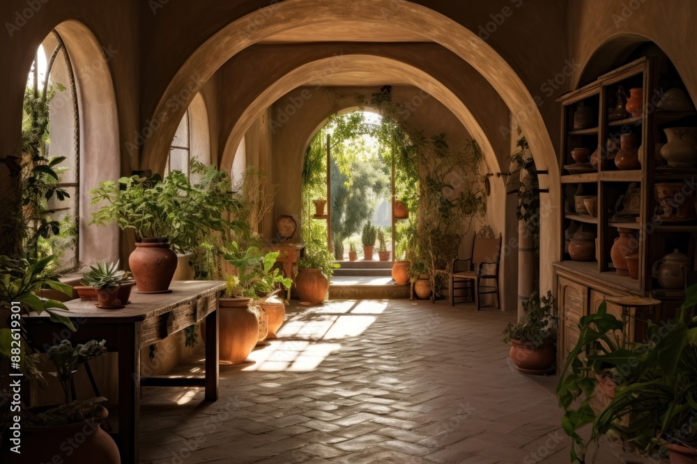 Arched hallway building plant architecture. Arched hallway building plant architecture.