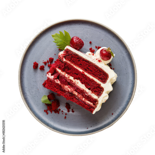 Isolated PNG Decadent Red Velvet Cake Slice , GENERATIVE AI