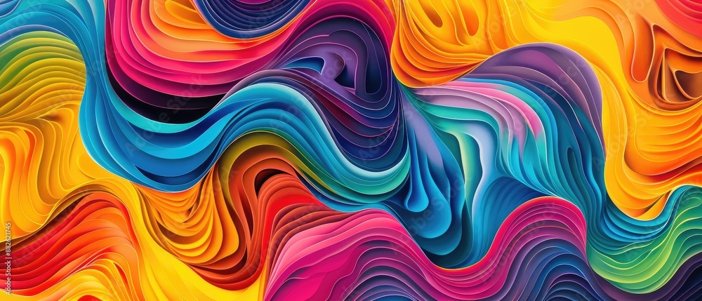 Fototapeta premium wavy lines and figures in abstract colorful design, a stunning and eye-catching visual effect