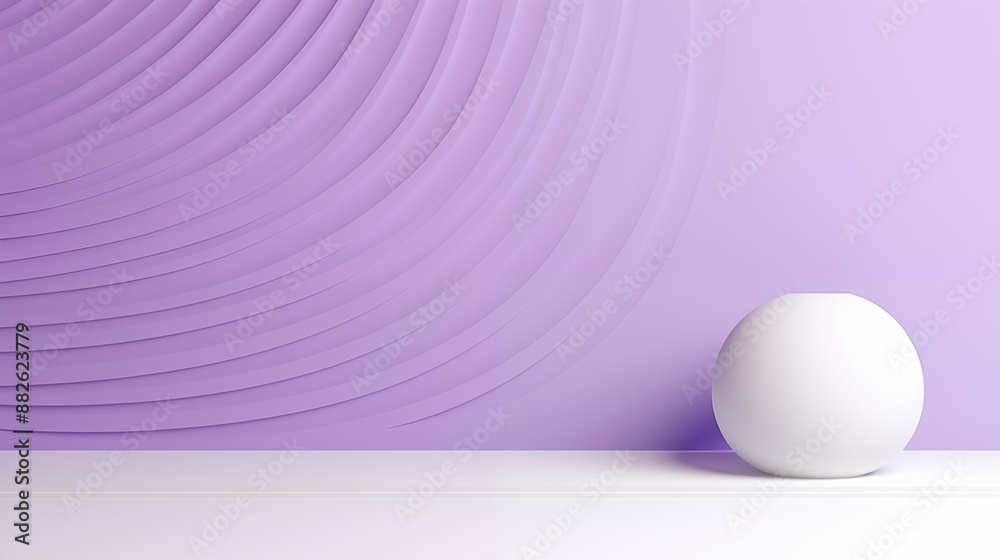 Obraz premium abstract 3d interior scene white ball and line texture background with violet background color and sunlight.