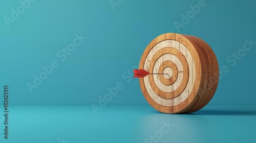 Business goal setting, wooden block target,
