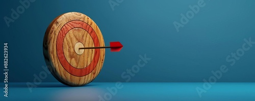 Business goal setting, wooden block target,