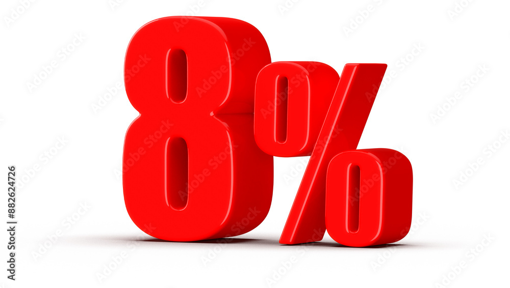 8 Percent Off Sale Red Number 3D