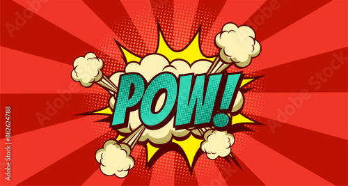 Comic Text POW speech bubble in Pop Art style