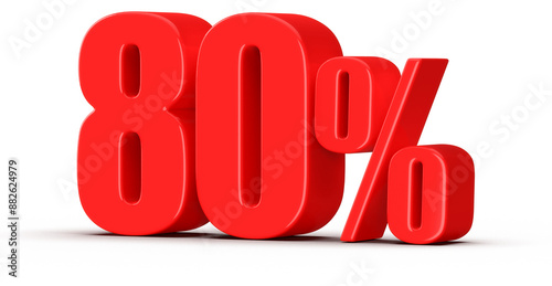 80 Percent Off Sale Red Number 3D