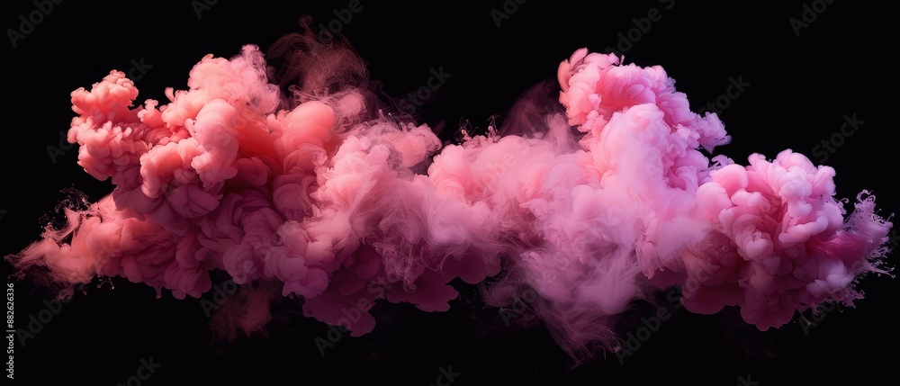 Cloud of color, magenta and pink pastel ink smoke cloud illustration against a dark background, a vibrant and ethereal visual