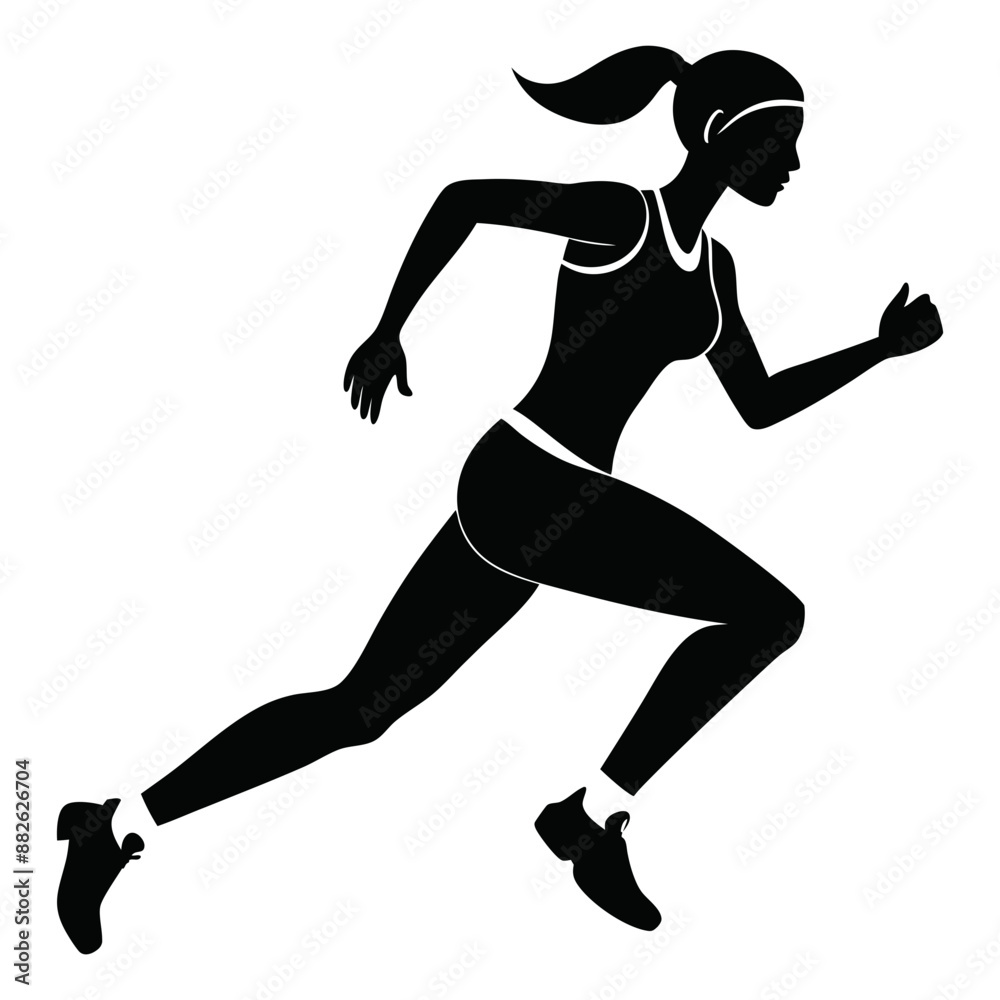 Silhouette of a woman in a running pose Silhouette of a woman in a running pose