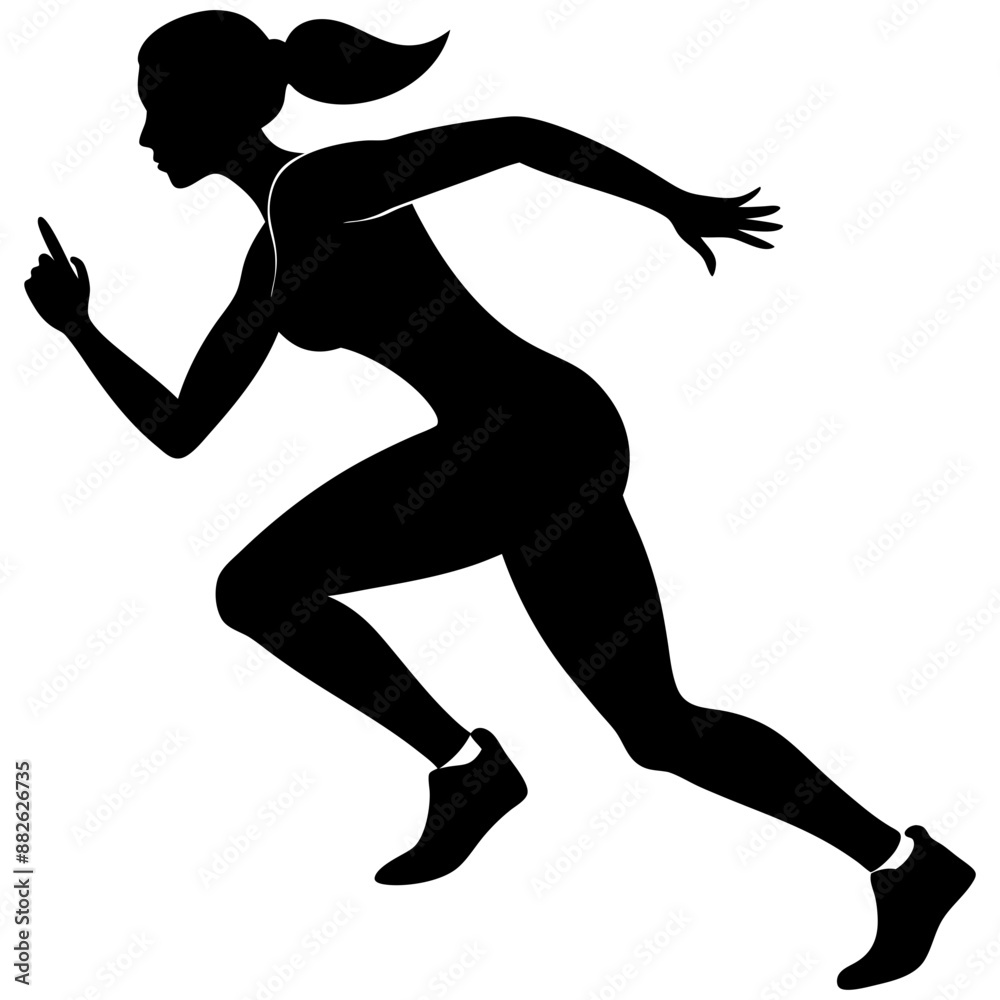 Silhouette of a woman in a running pose Silhouette of a woman in a running pose