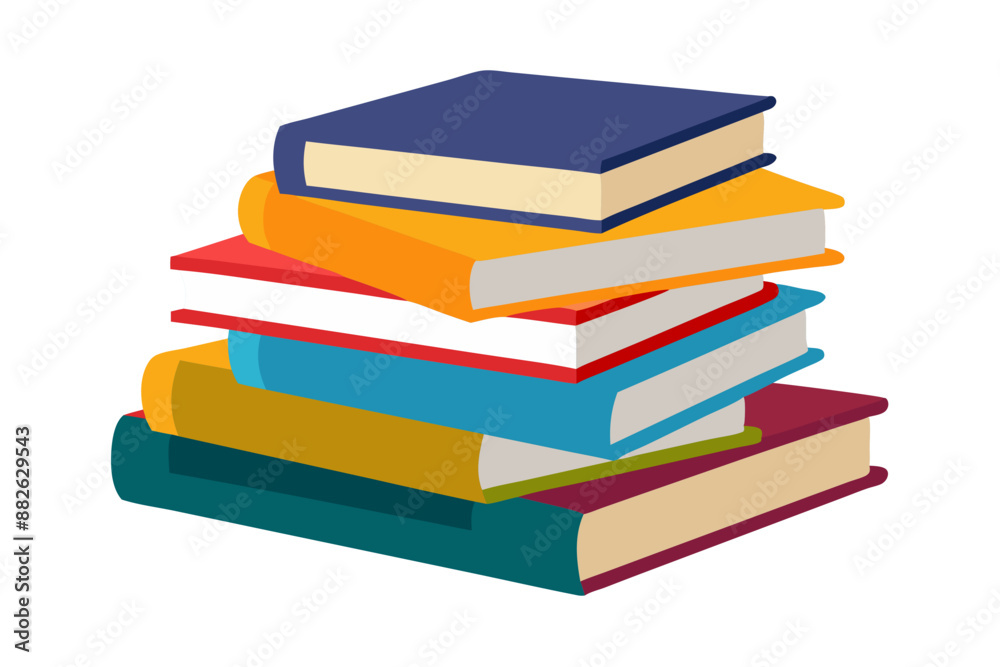 A pile of books in a flat-style vector illustration 
