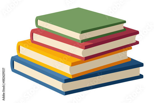 A pile of books in a flat-style vector illustration 
