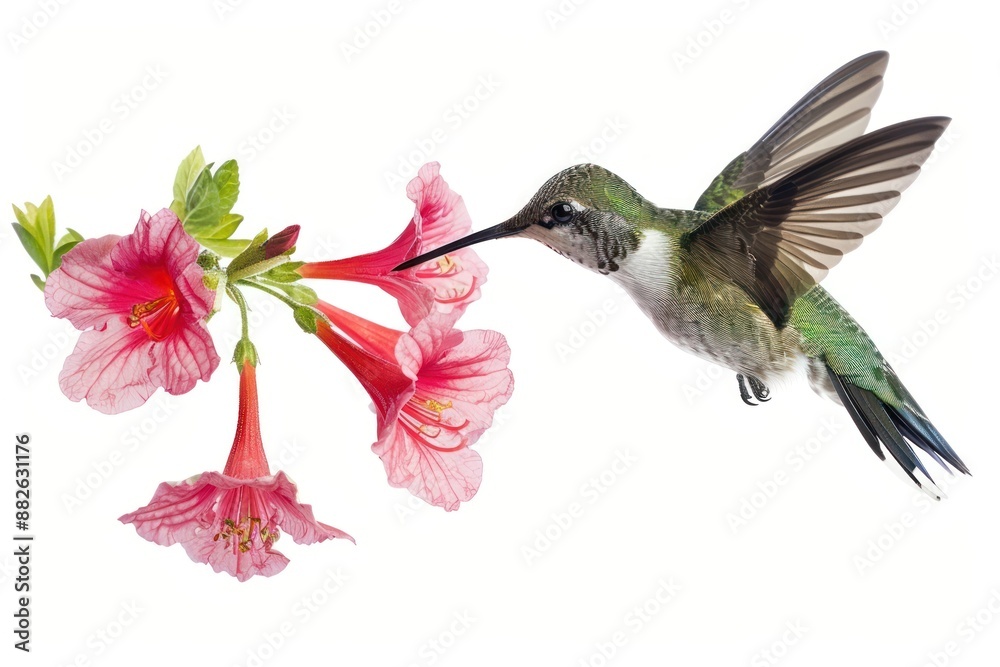 Fototapeta premium Hummingbird flower blossom animal.