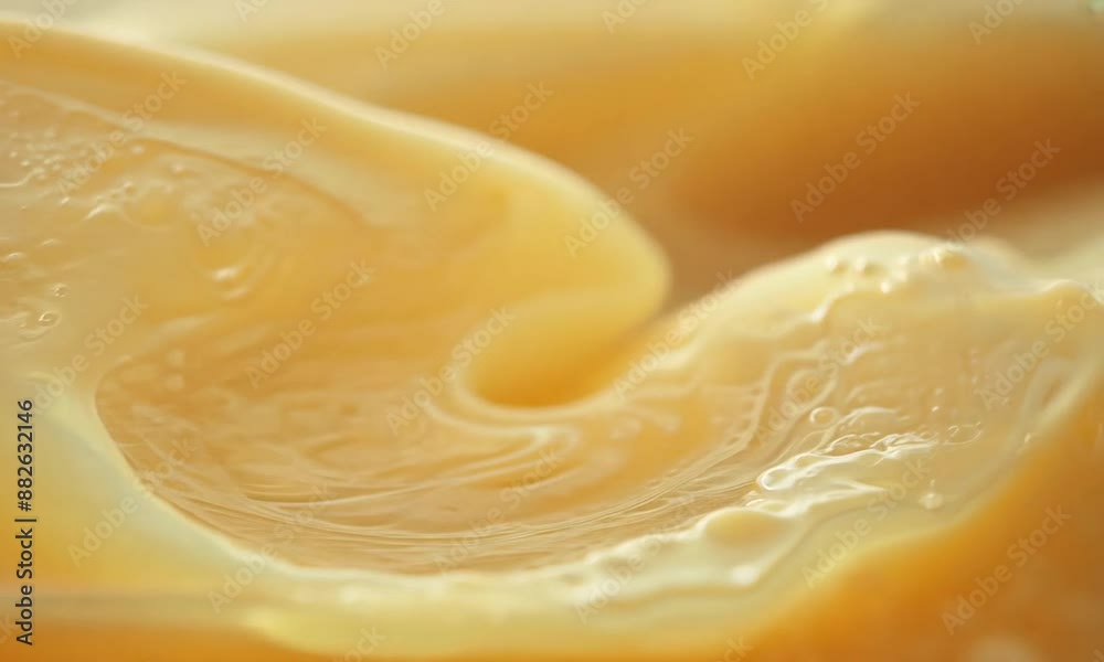 A detailed close-up of realistic soft yellow liquid waves, showcasing the texture and movement of the waves with a soothing and calming effect A detailed close-up of realistic soft yellow liquid waves, showcasing the texture and movement of the waves with a soothing and calming effect