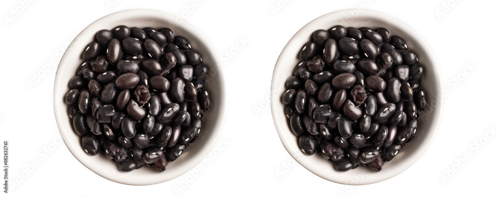 Black Beans in White Bowls Black Beans in White Bowls