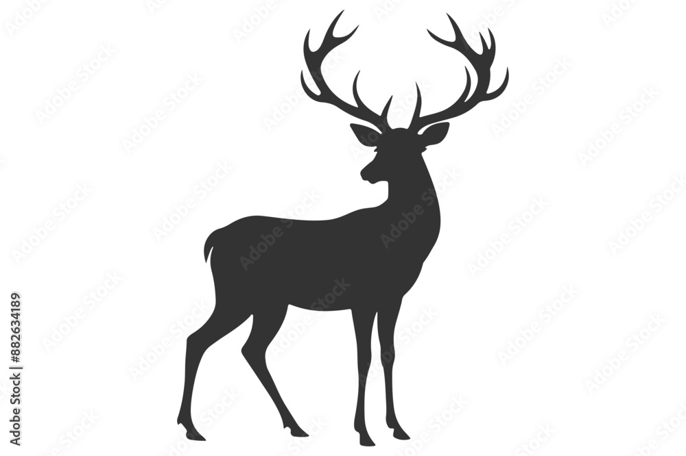 Fototapeta premium Deer logo icon silhouette vector with white background