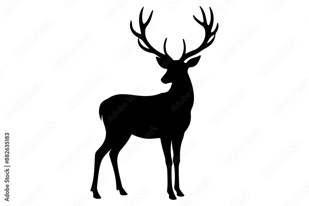 Deer logo icon silhouette vector with white background Deer logo icon silhouette vector with white background