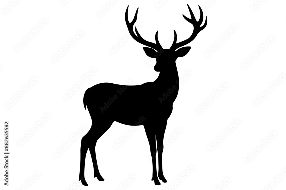 Fototapeta premium Deer logo icon silhouette vector with white background