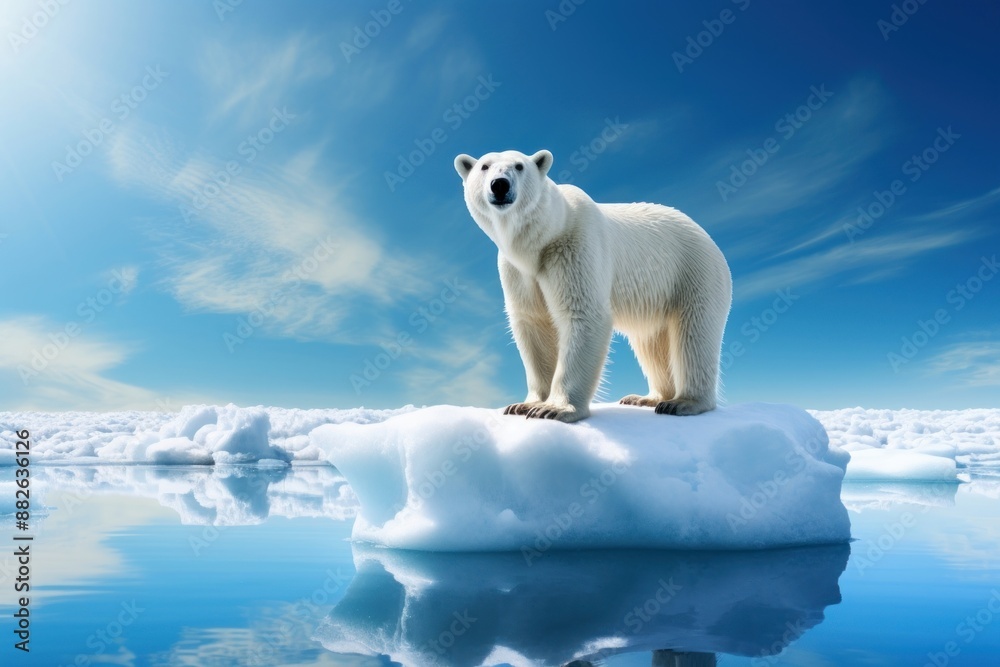 A polar bear standing on an ice cap wildlife outdoors nature. A polar bear standing on an ice cap wildlife outdoors nature.