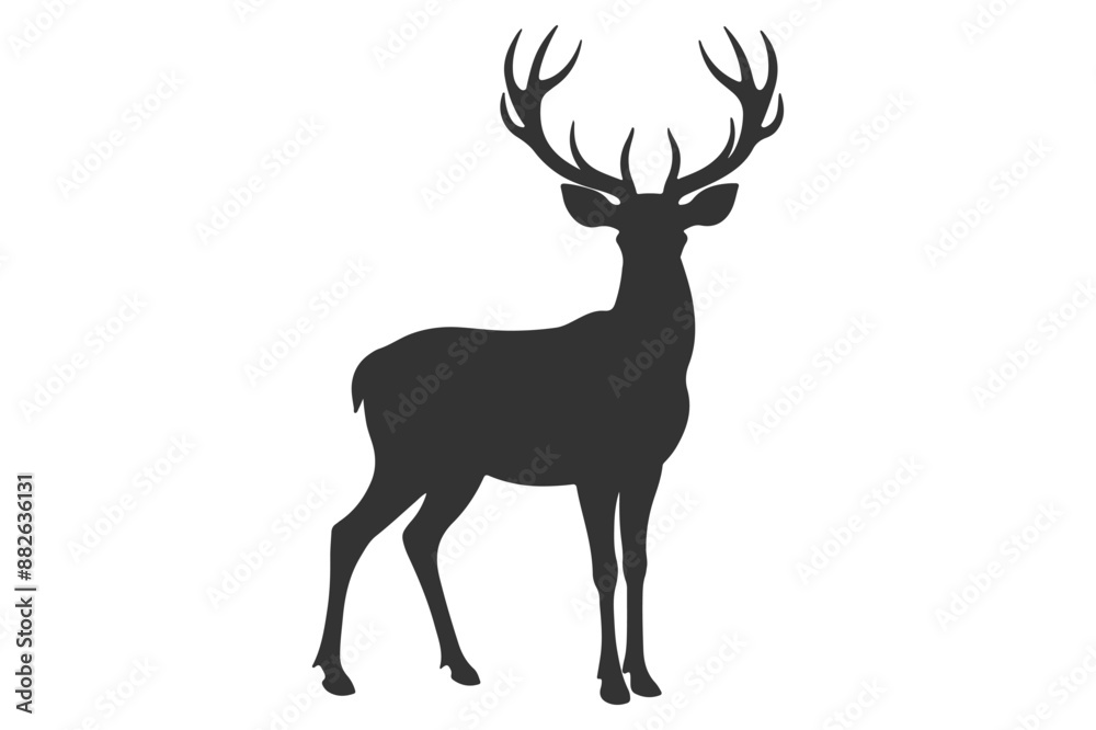 Fototapeta premium Deer logo icon silhouette vector with white background