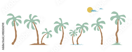 Groovy boho silhouette palm tree illustration
