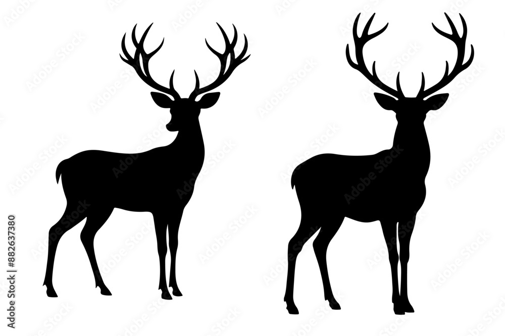 Deer logo icon silhouette vector with white background Deer logo icon silhouette vector with white background