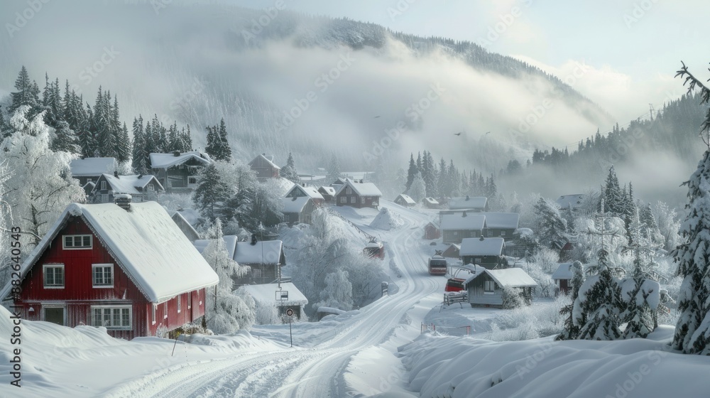 Snowy Village in the Mountains Snowy Village in the Mountains