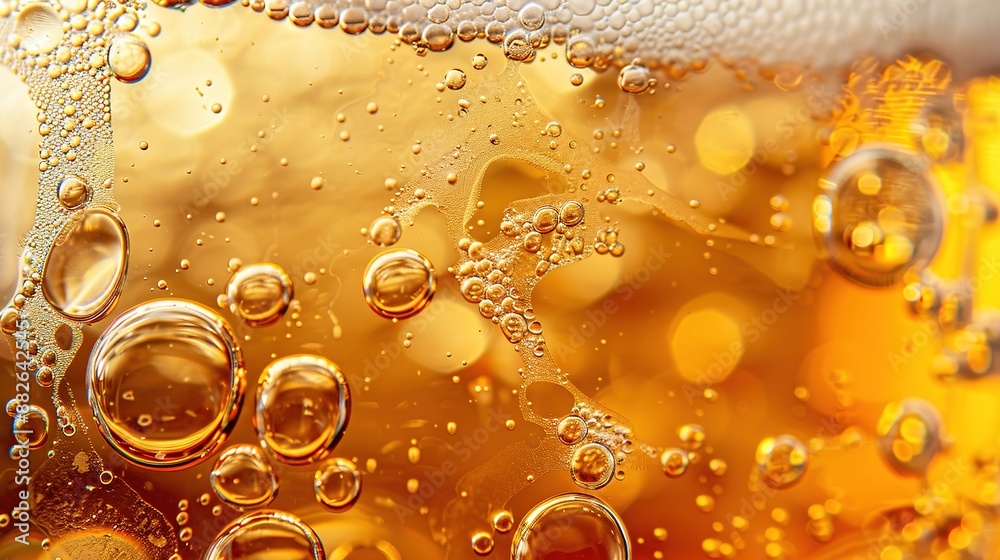 Close-up of beer bubbles in a glass on a white background, showcasing detailed and hyper-realistic macro photography. Concept of International Beer Day, festival, party, HD wallpaper, background Close-up of beer bubbles in a glass on a white background, showcasing detailed and hyper-realistic macro photography. Concept of International Beer Day, festival, party, HD wallpaper, background