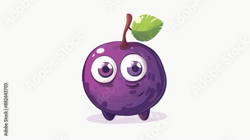 Cute Cartoon Plum with Big Eyes