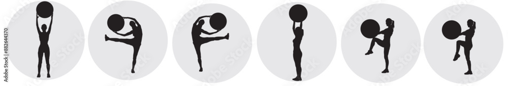 swiss ball exercise silhouette