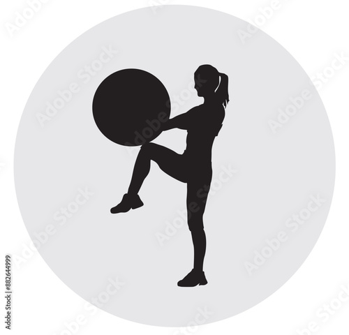 swiss ball exercise silhouette...