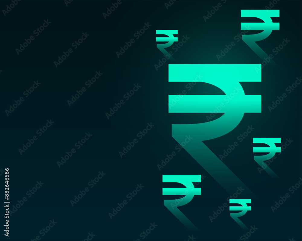 Fototapeta premium glowing indian inr rupee symbol background for retail market