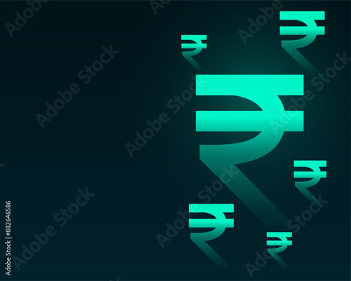 glowing indian inr rupee symbol background for retail market