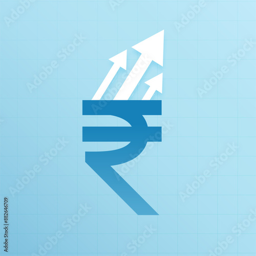 indian inr rupee sign background with strong position concept photo