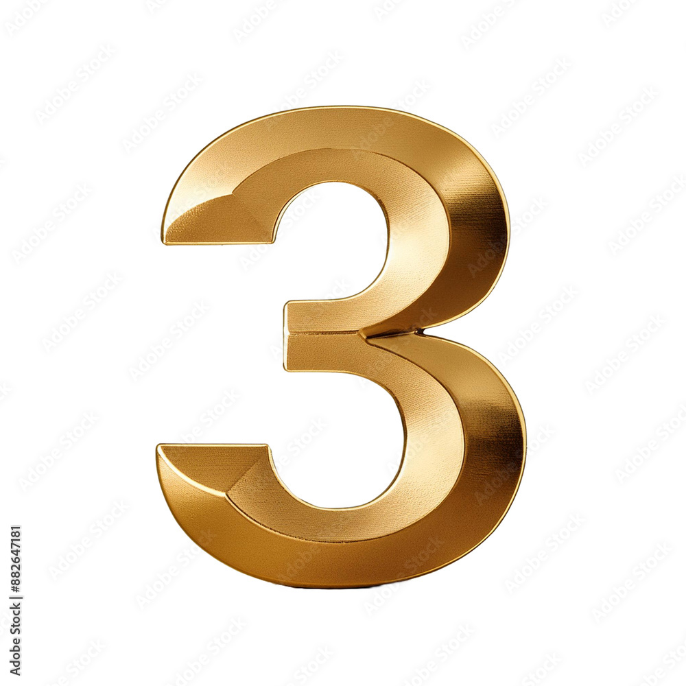 golden number 3 on transparent background golden number 3 on transparent background