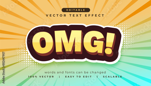 3d omg text effect in editable style