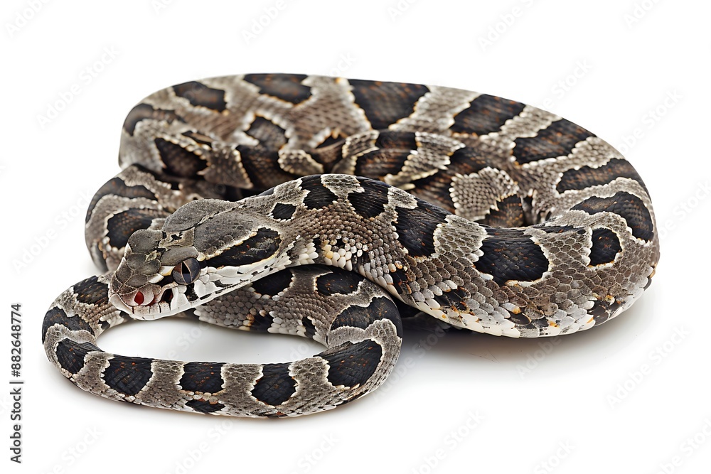 Full body photo of Russell's Viper (Daboia russelii) on a white background. Full body photo of Russell's Viper (Daboia russelii) on a white background.