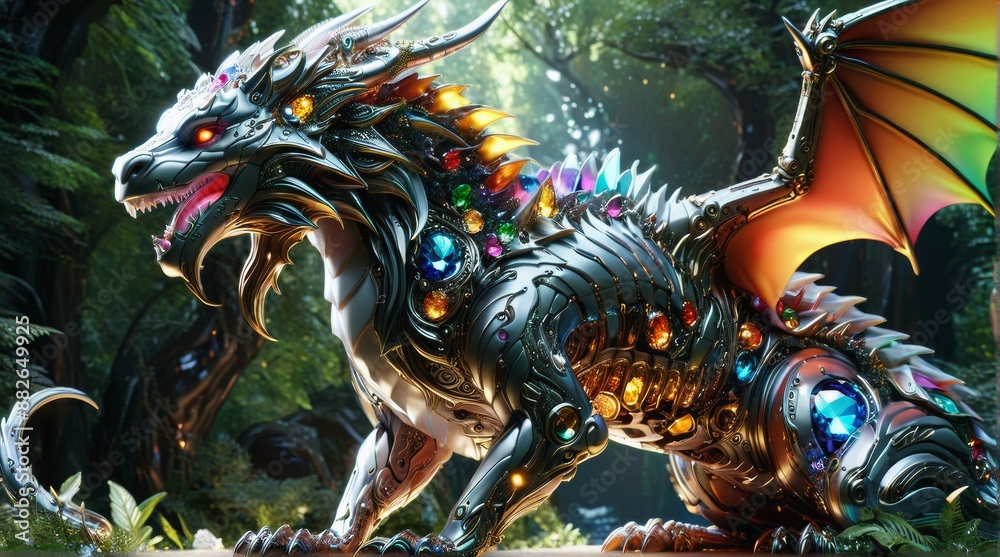 Naklejka premium Majestic Jewel-Embellished Dragon