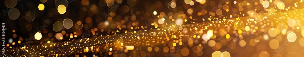 Fototapeta premium Golden Christmas particles and sprinkles, confetti for holiday celebrations such as Christmas or New Year. Shining golden light. Wallpaper background for advertising or gift wrapping and web design