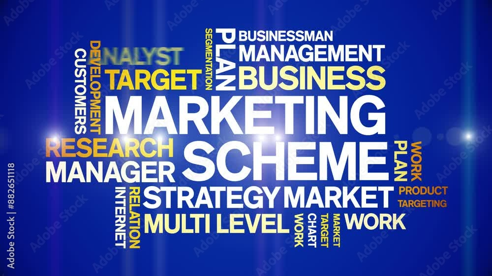 Marketing Scheme animated word cloud;text design animation tag kinetic typography seamless loop.