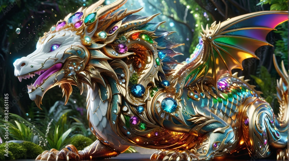Fototapeta premium Radiant Crystal-Encrusted Dragon
