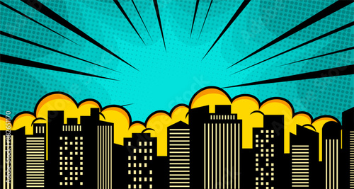 Comic Book City Background Isolated On CARTOON Background. Vector Illustration In Flat Style.