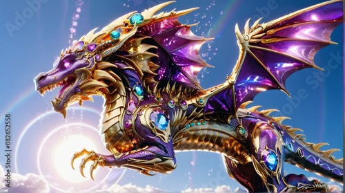 Majestic Violet Dragon with Jewels