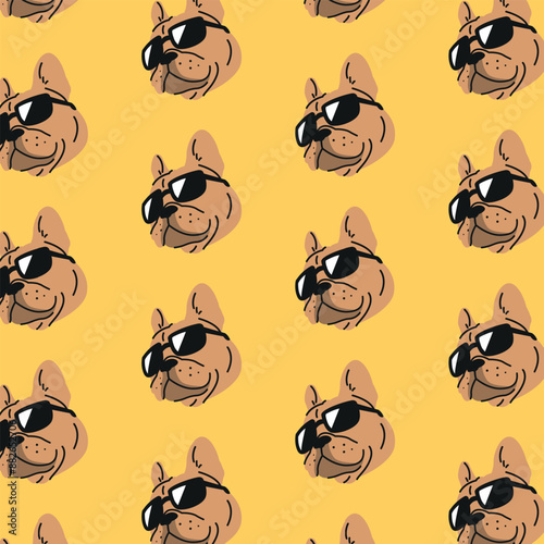 CUTE FRENCH BULLDOG WITH BLACK SUNGLASSES PATTERN DESIGN
